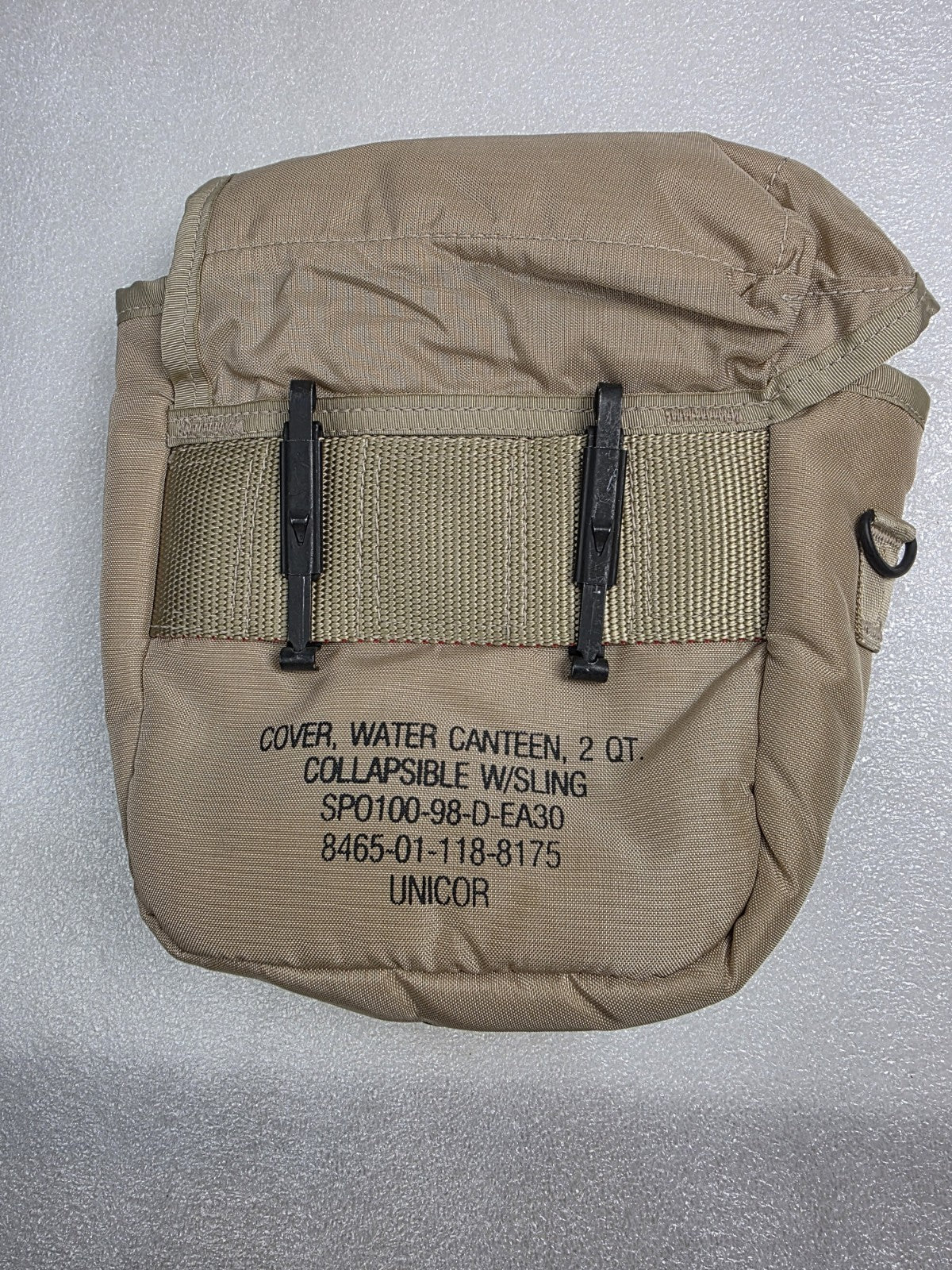 US Military 2 QT Water Canteen Cover Pouch Desert Tan & Strap - Marine Gear