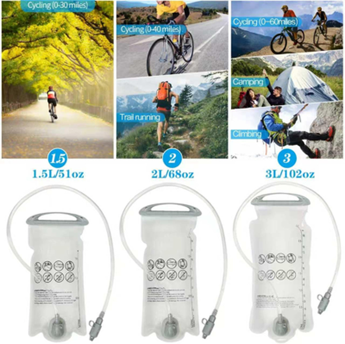 2L Leakproof Hydration Bladder for Cycling Hiking Camping Outdoor