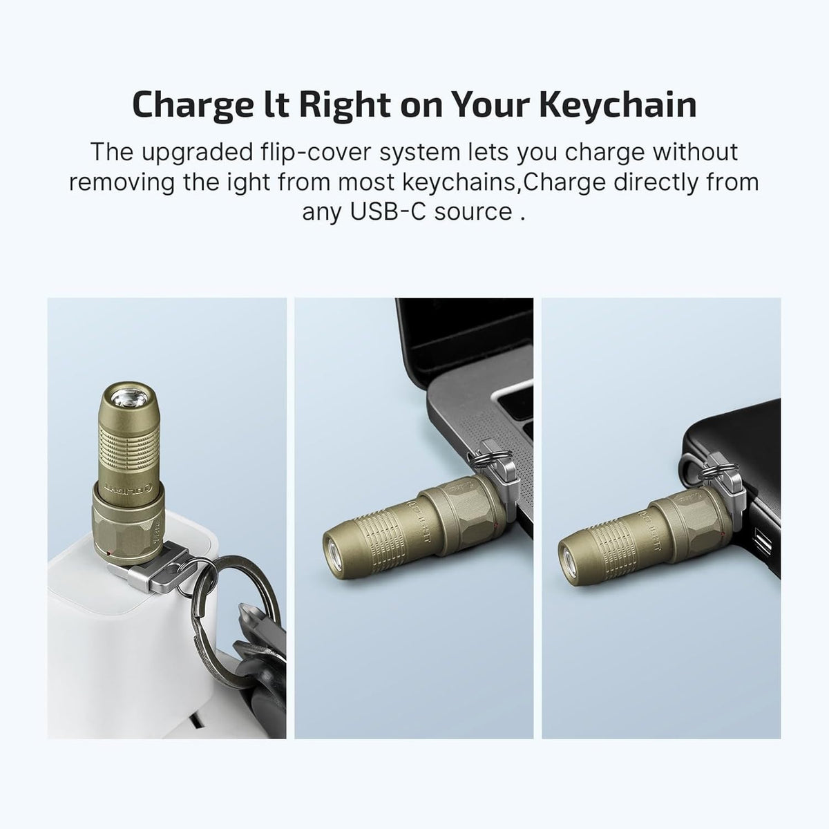 Rechargeable Keychain Flashlight with USB-C Charging - 80 Lumens, Olight iUltra