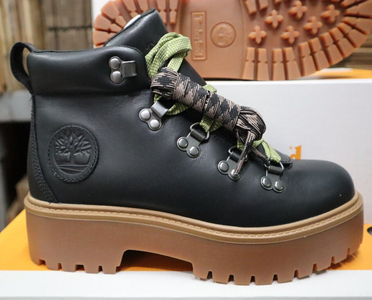 Timberland Mid Lace Boot - Black Full Grain Leather Women's Size 7.5