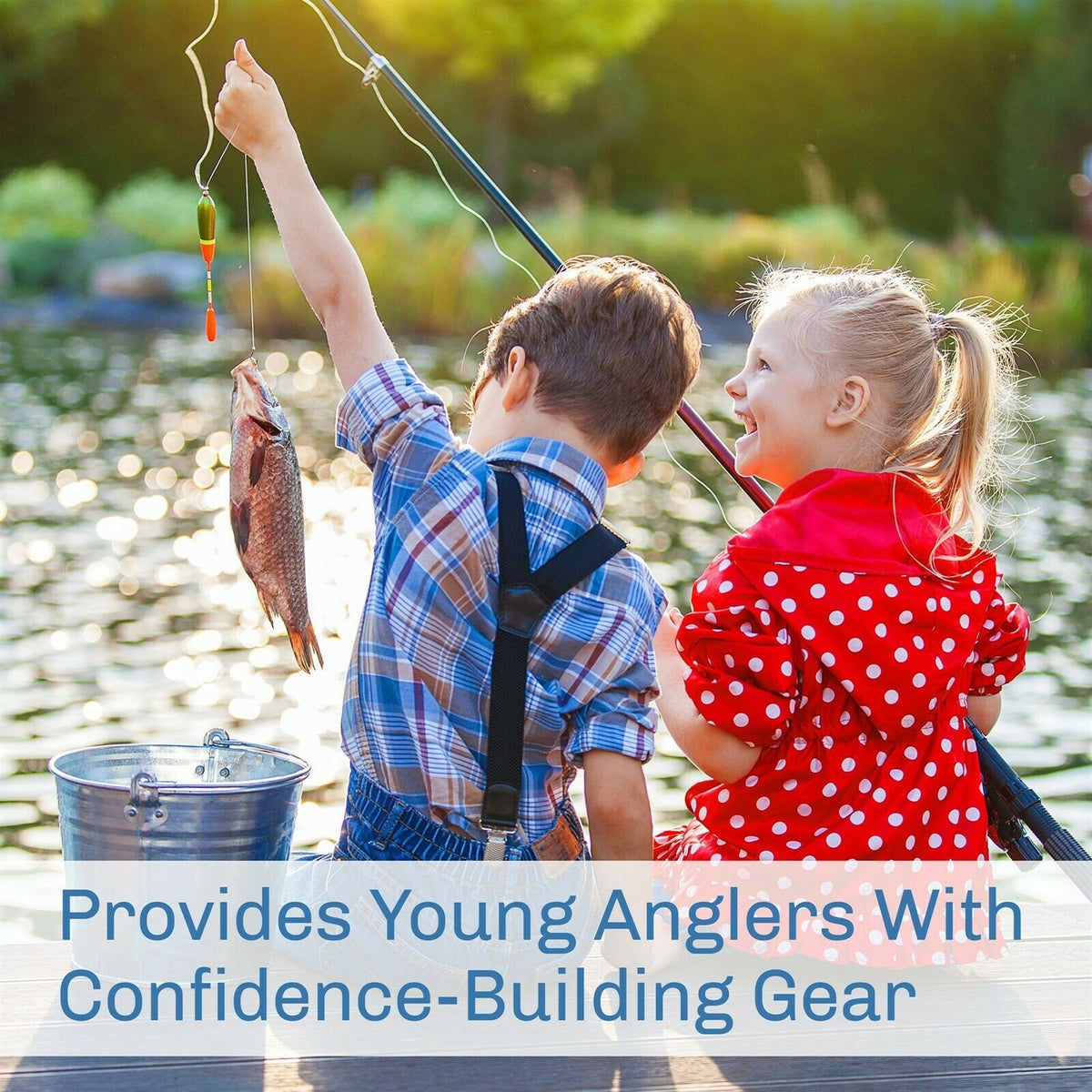 Kids Spinning Fishing Pole Kit with Reel, Line & Accessories - Green