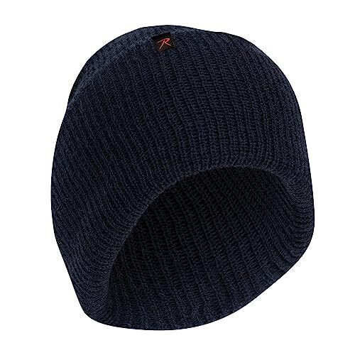 Navy Wool Watch Cap - Insulated Military Style Winter Hat