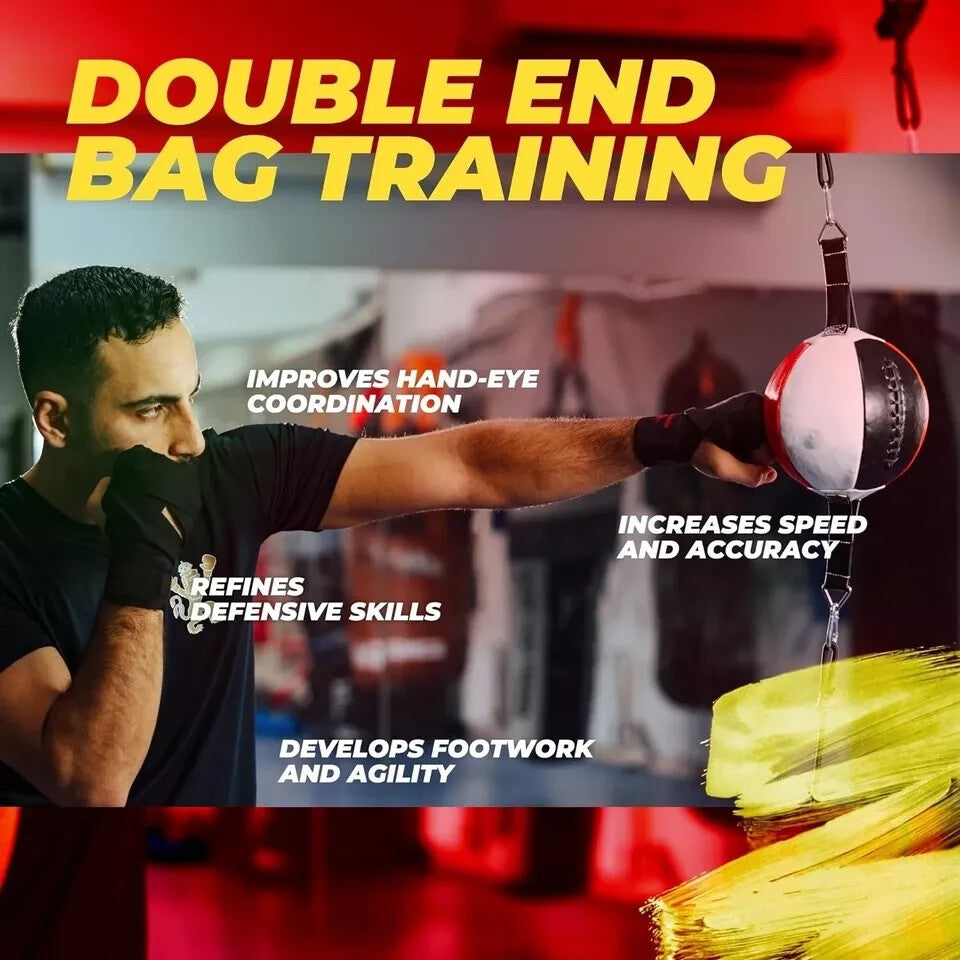 Double End Boxing Speed Bag Set - Reflex Training Equipment for Martial Arts