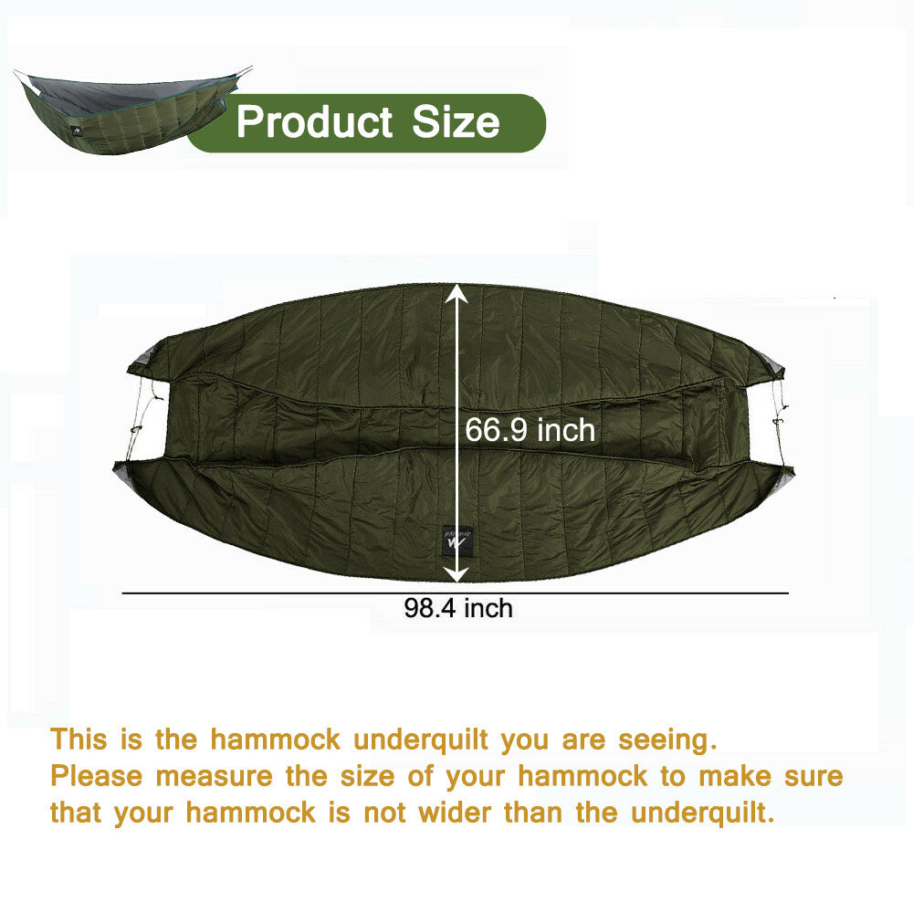 Double Hammock Underquilt Warm Outdoor Thermal Blanket for Camping & Hiking
