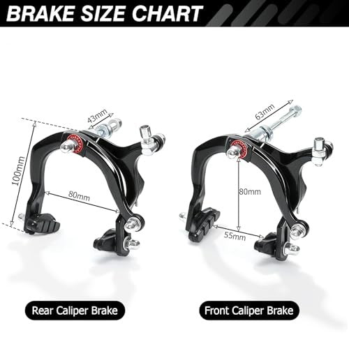Bike Brake Set with C Calipers, Cables, Levers & Pads - Front & Rear