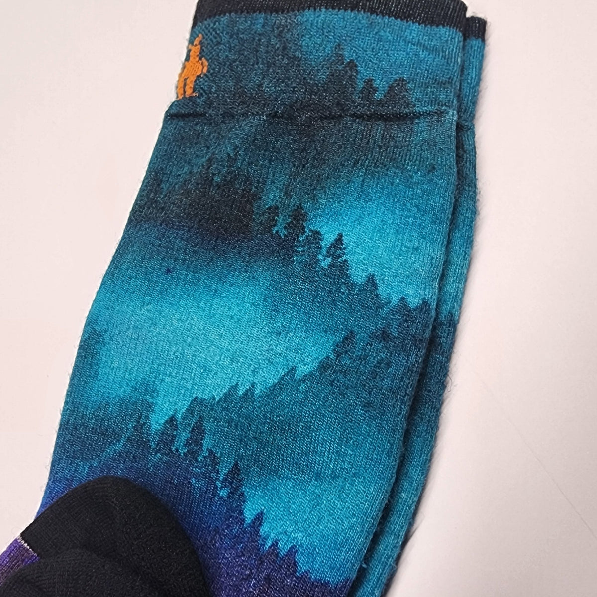 Merino Wool Ski Socks with Targeted Compression - Over The Calf, Forest Graphic, Medium