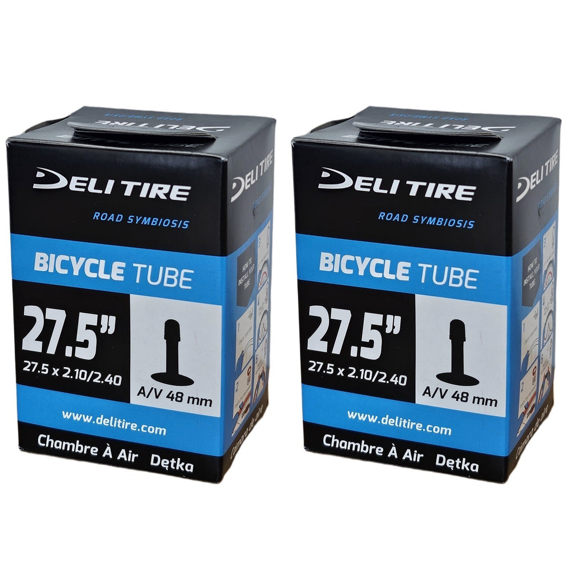 2-Pack 27.5 Inch Bicycle Inner Tubes with 48mm Schrader Valve - Fit 2.10-2.40 Inches