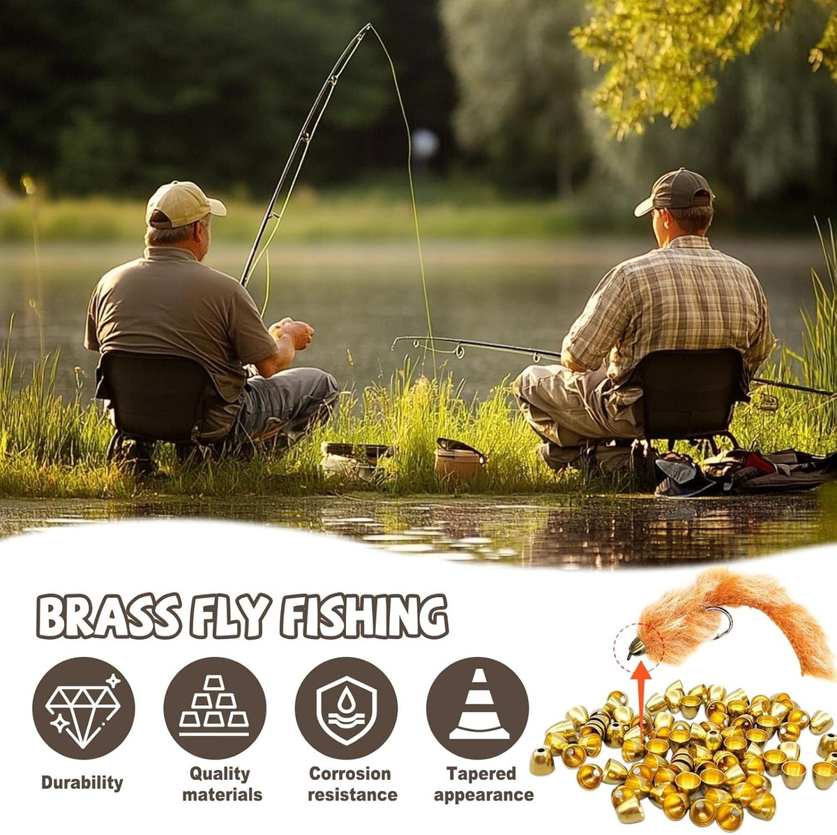 Flexible Brass Cone Heads for Fly Tying - 4 Sizes for Anglers