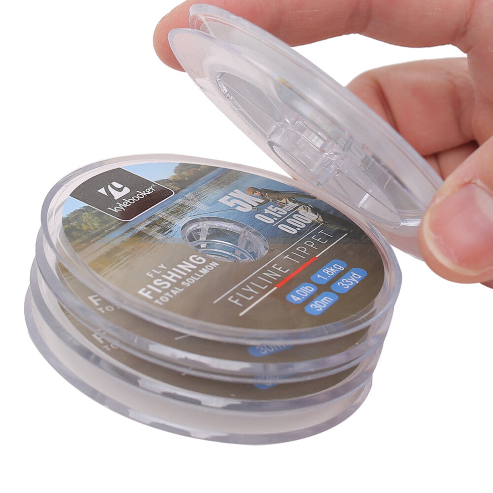 Fly Fishing Tippet Line with Holder - Clear Nylon Leaders for Trout, Multiple Sizes