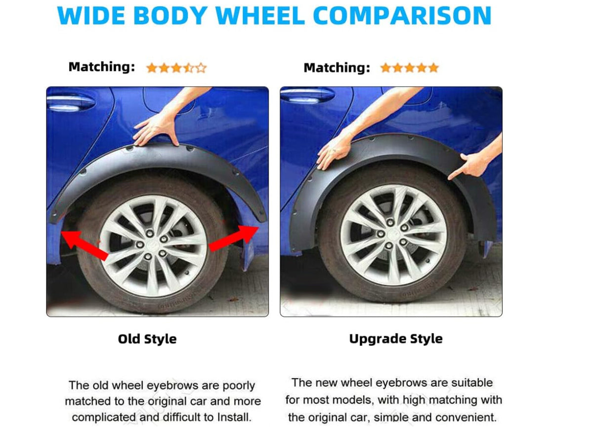 Universal Car Fender Flares Set - Extra Wide Wheel Arches for Most Vehicles