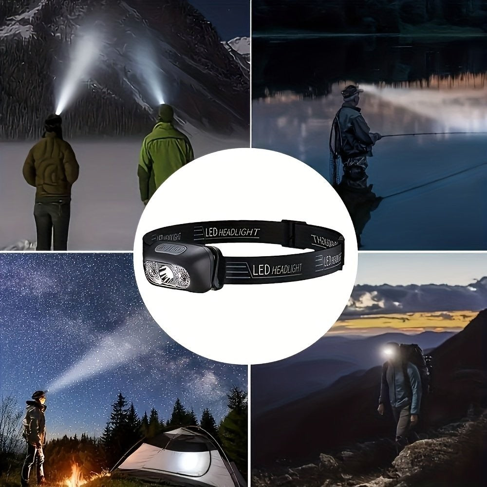 Rechargeable LED Headlamp with Wave Sensor Waterproof Outdoor Head Light