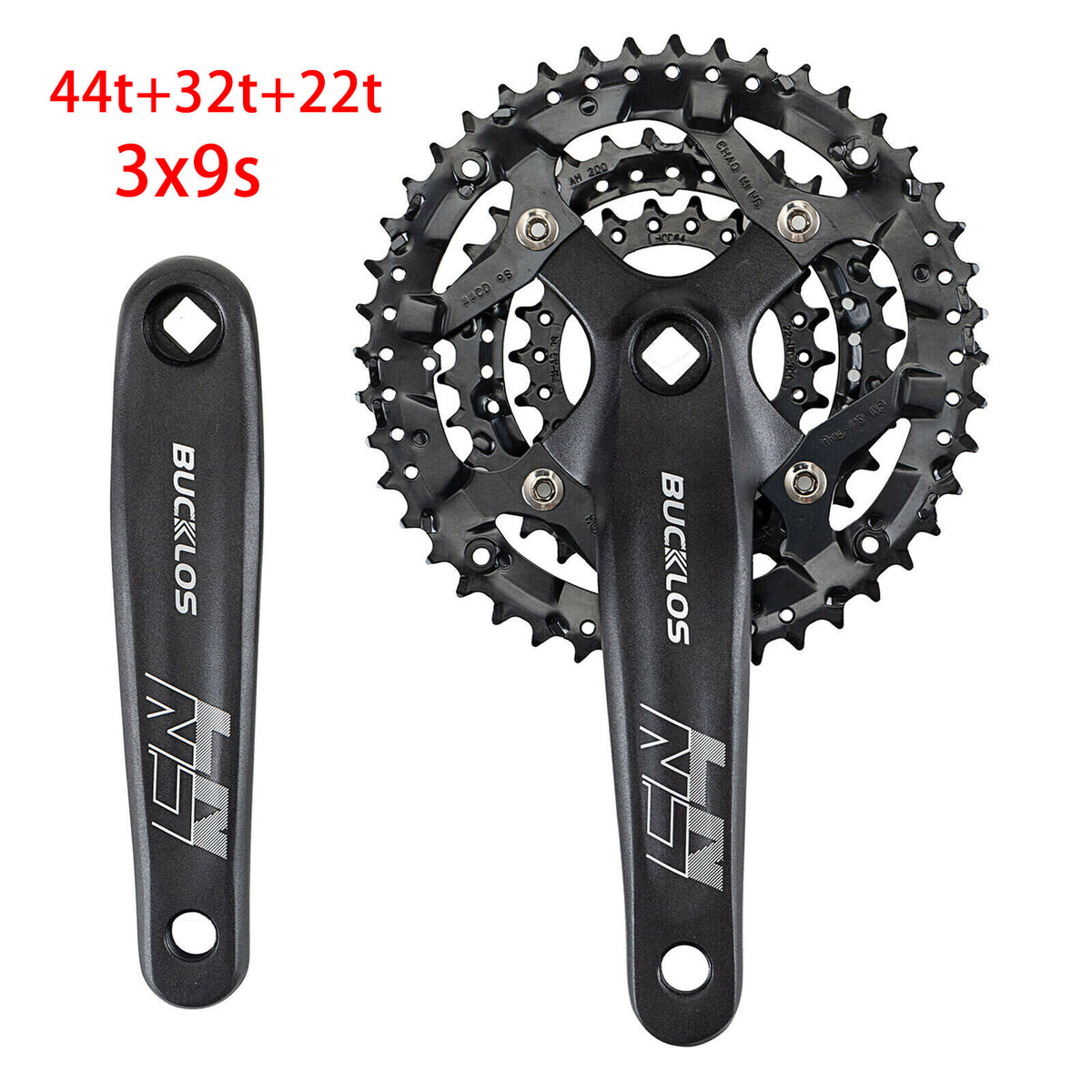 MTB Crankset 22-44T Double & Triple Chainring Compatible with Shimano BCD 104mm