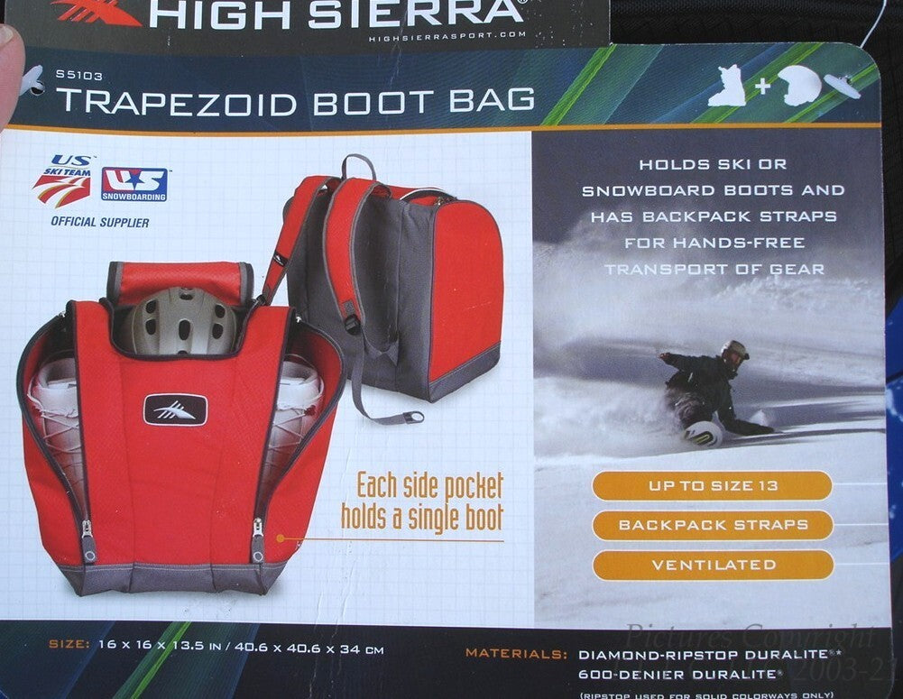 High Sierra Snowboard Ski Bootbag with Trapezoid Diamond Plaid Design - Backpack with Bonuses