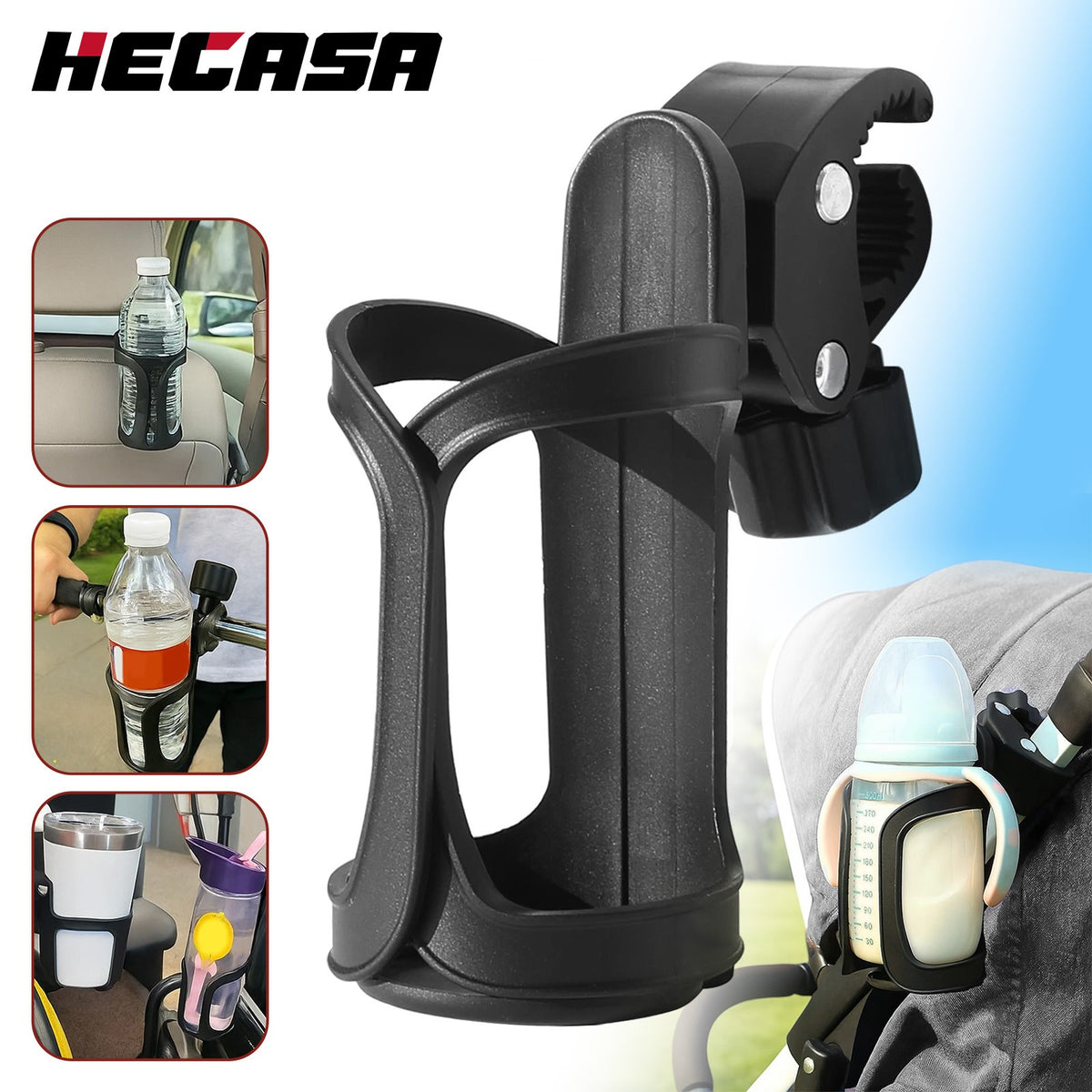 Universal 360° Beverage Cup Holder for Wheelchair, Walker, Rollator, Bike