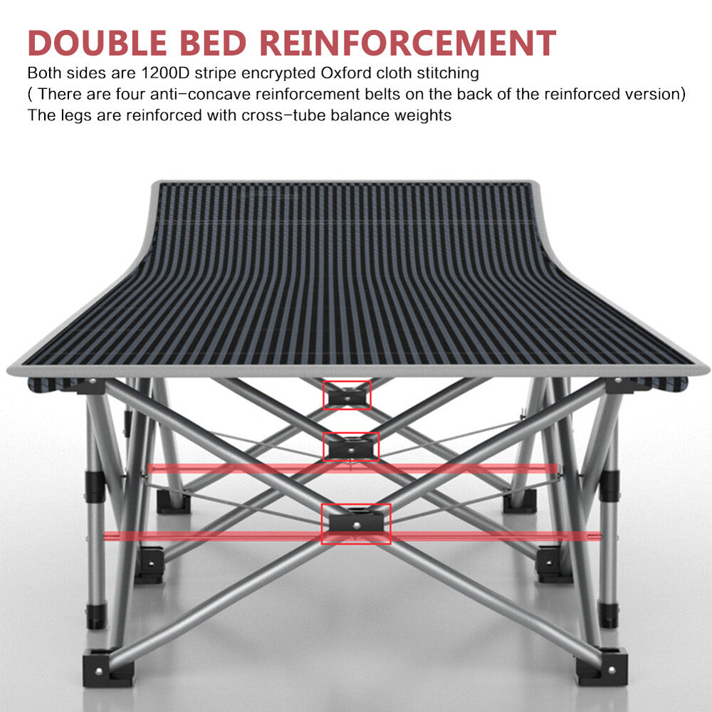 Portable Camping Cot with Foldable Design, 2-Side Mattress & Storage Bag
