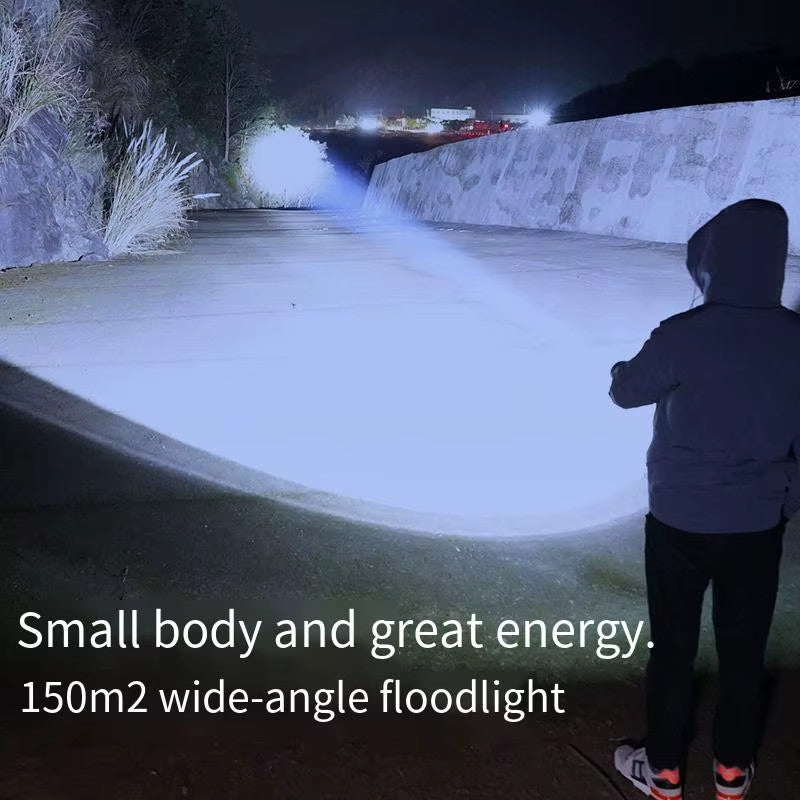 Rechargeable LED Flashlight 1200000LM Tactical Handheld Torch with Type-C