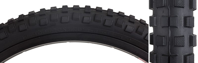 20x1.75 BMX Tire - Knobby Tread, Wire Bead, 65 PSI, Black