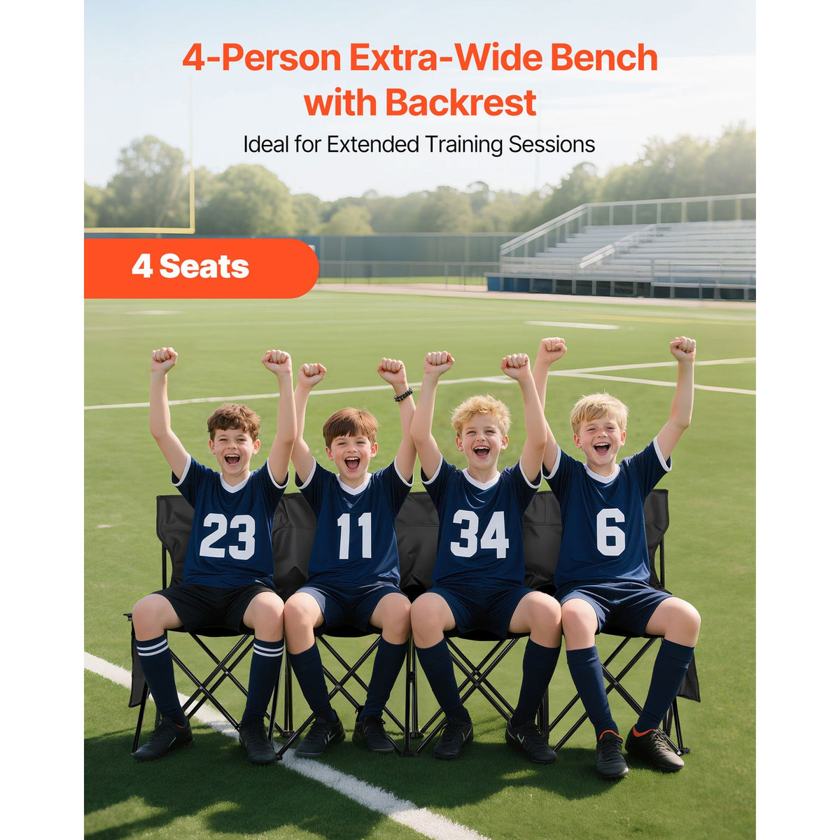 Portable Folding Sports Bench with Side Pockets and Carry Bag for Outdoor Events