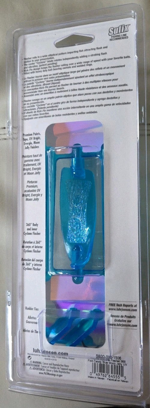 Fish Candy Blue Moon Jelly UV Flasher 8.25" for Salmon & Trout Fishing
