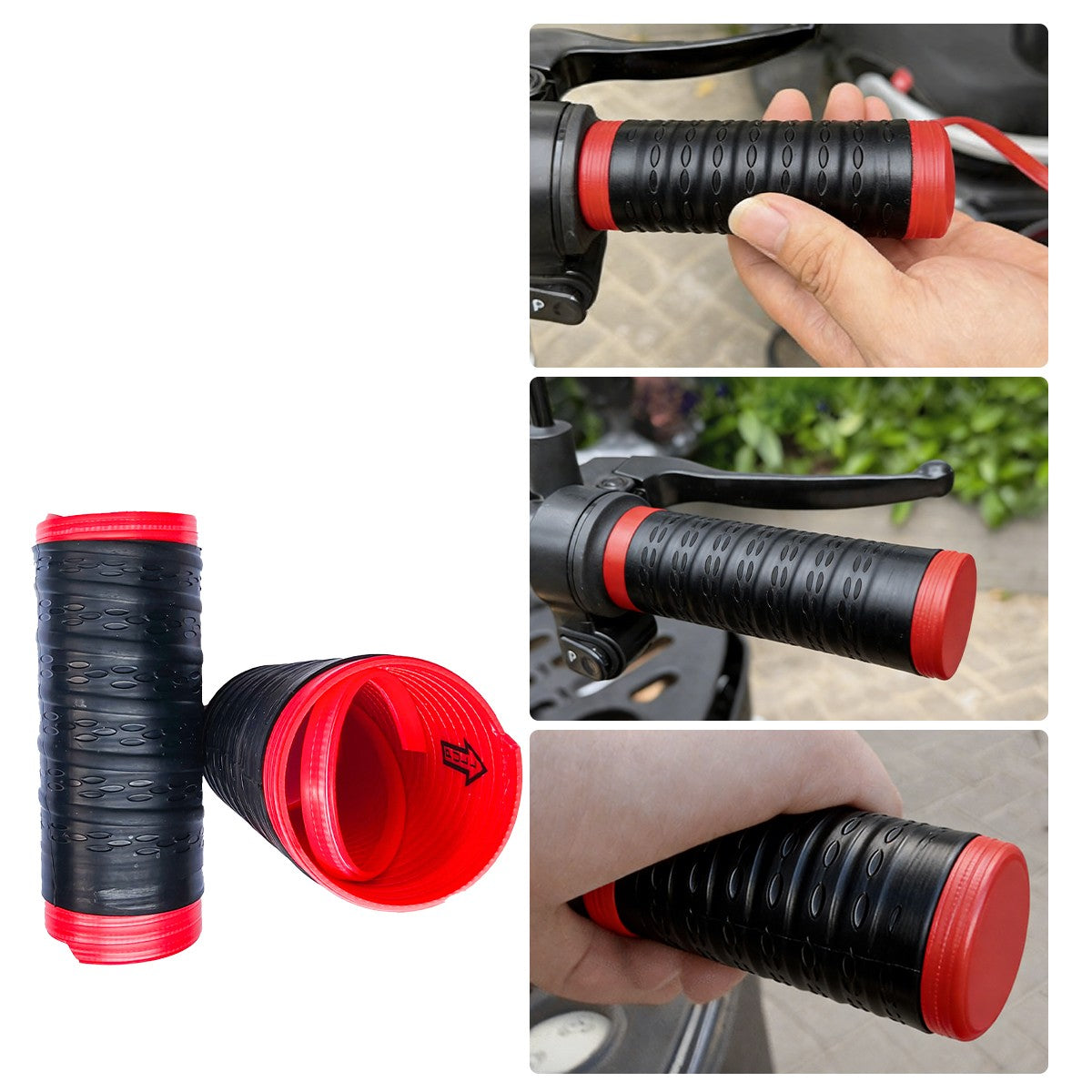 Universal Non-Slip Silicone Handlebar Grip Cover Pair for Bikes & Motorcycles