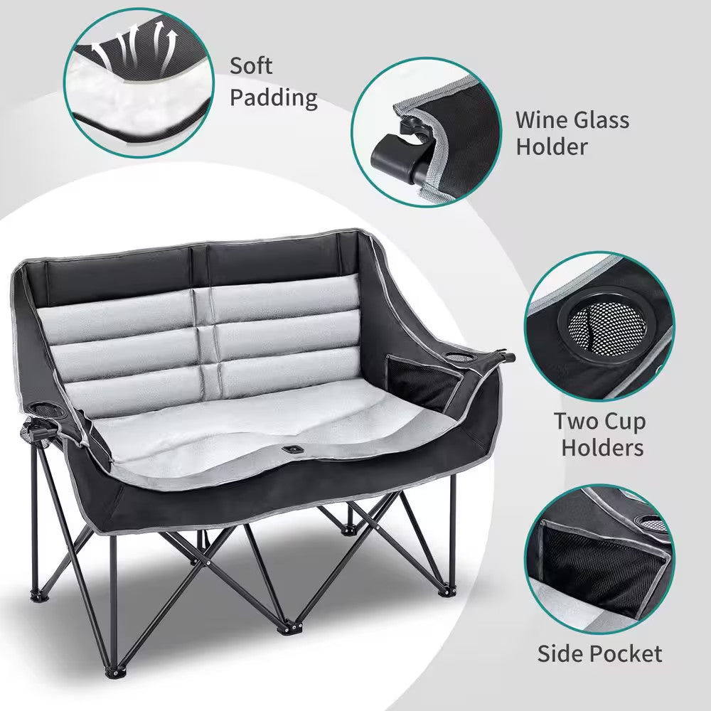 XXXL Oversized Padded Camping Loveseat - 2 Person Folding Outdoor Chair