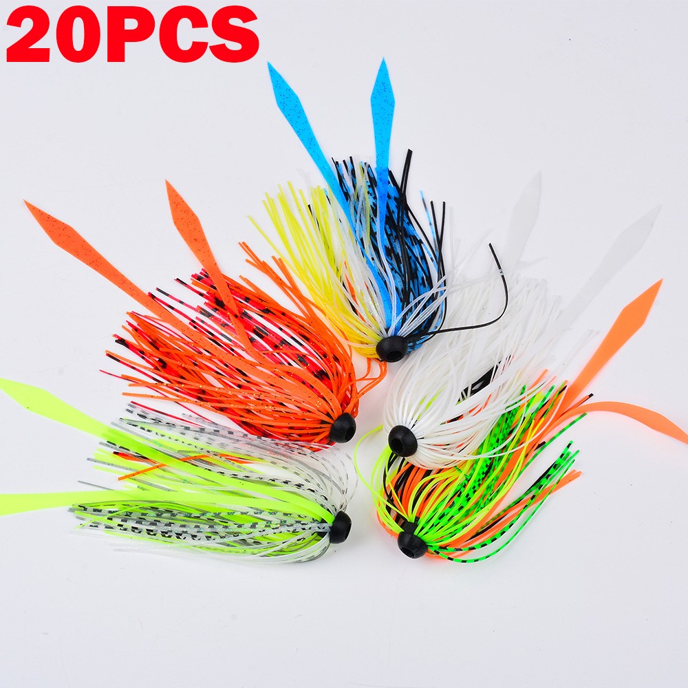 20 Pack Silicone Fishing Lure Skirts for Spinnerbaits & Jigs - Replacement Set