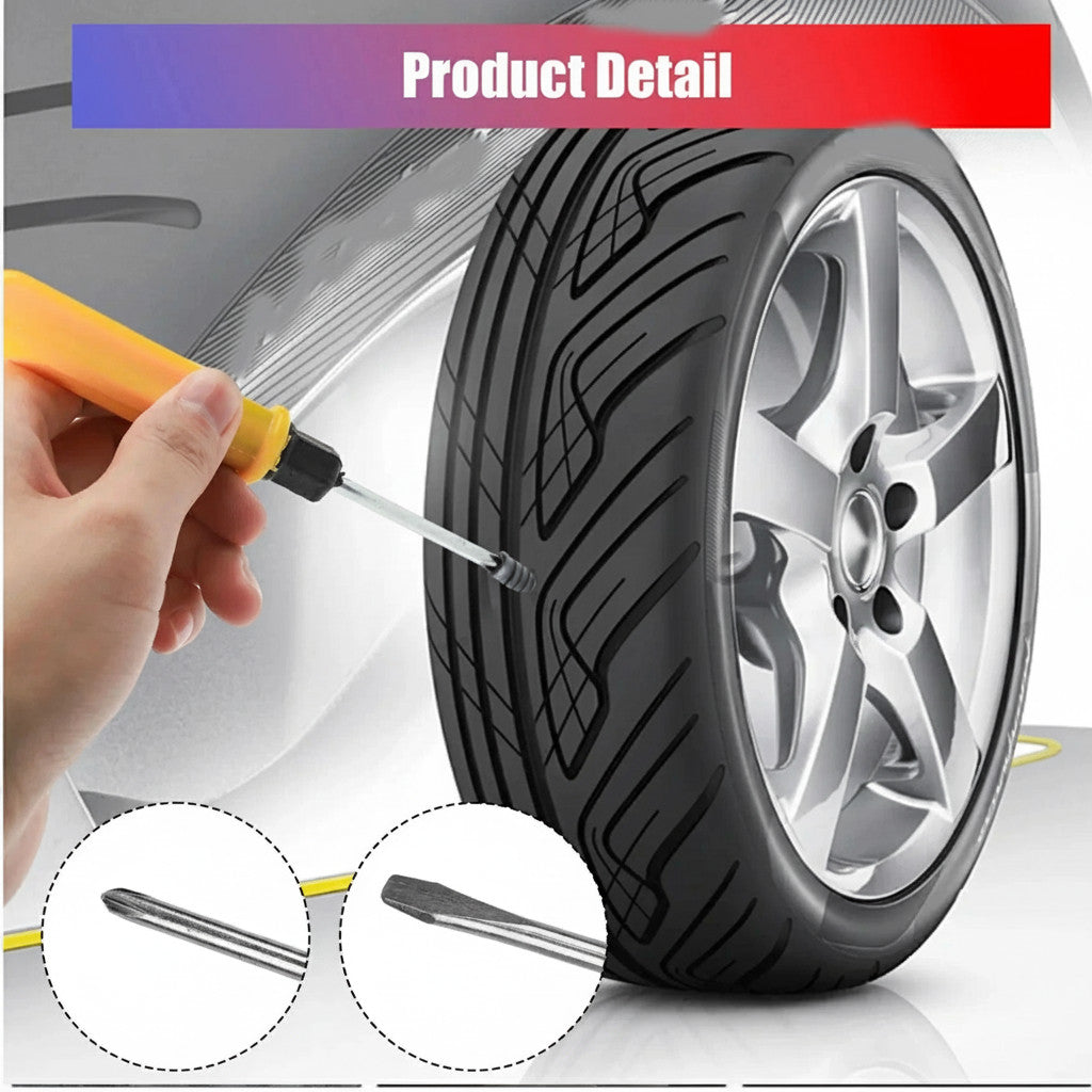 60PCS Tire Repair Kit with Self-Injecting Rubber Plugs and Screwdriver