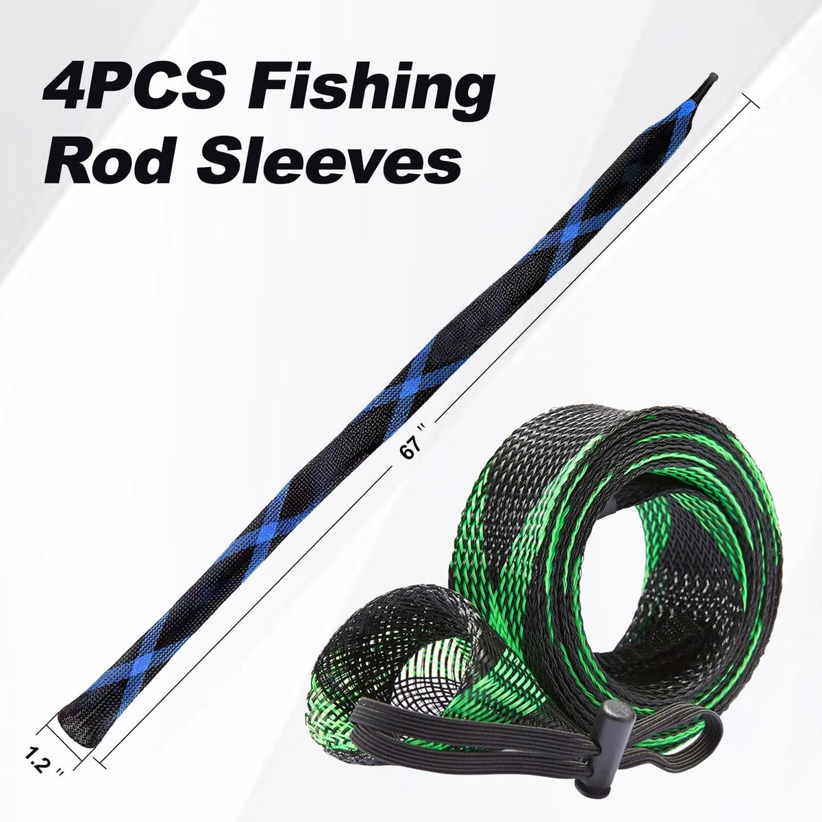 Fishing Rod Sleeve 4-Pack for Poles - Rod Socks & Covers for Spinning & Casting