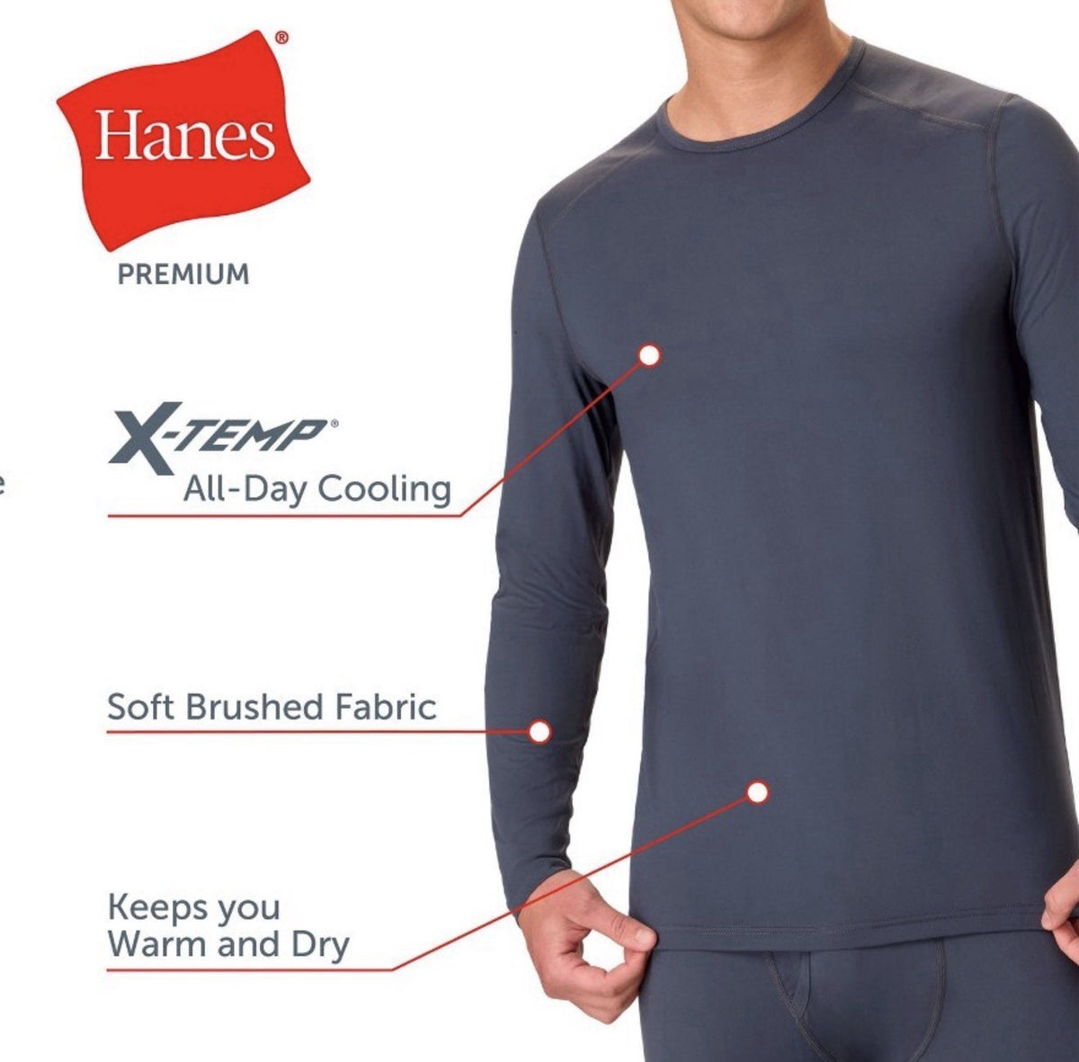 Men's Thermal Long Sleeve Shirt - Dark Gray, 2XL Base Layer for Winter Sports