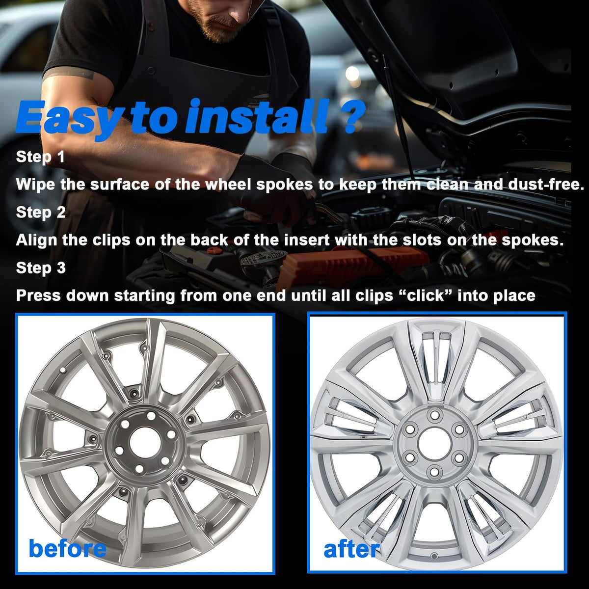 Chrome Wheel Spoke Trim Insert for Chevrolet Tahoe Silverado 22 Inch