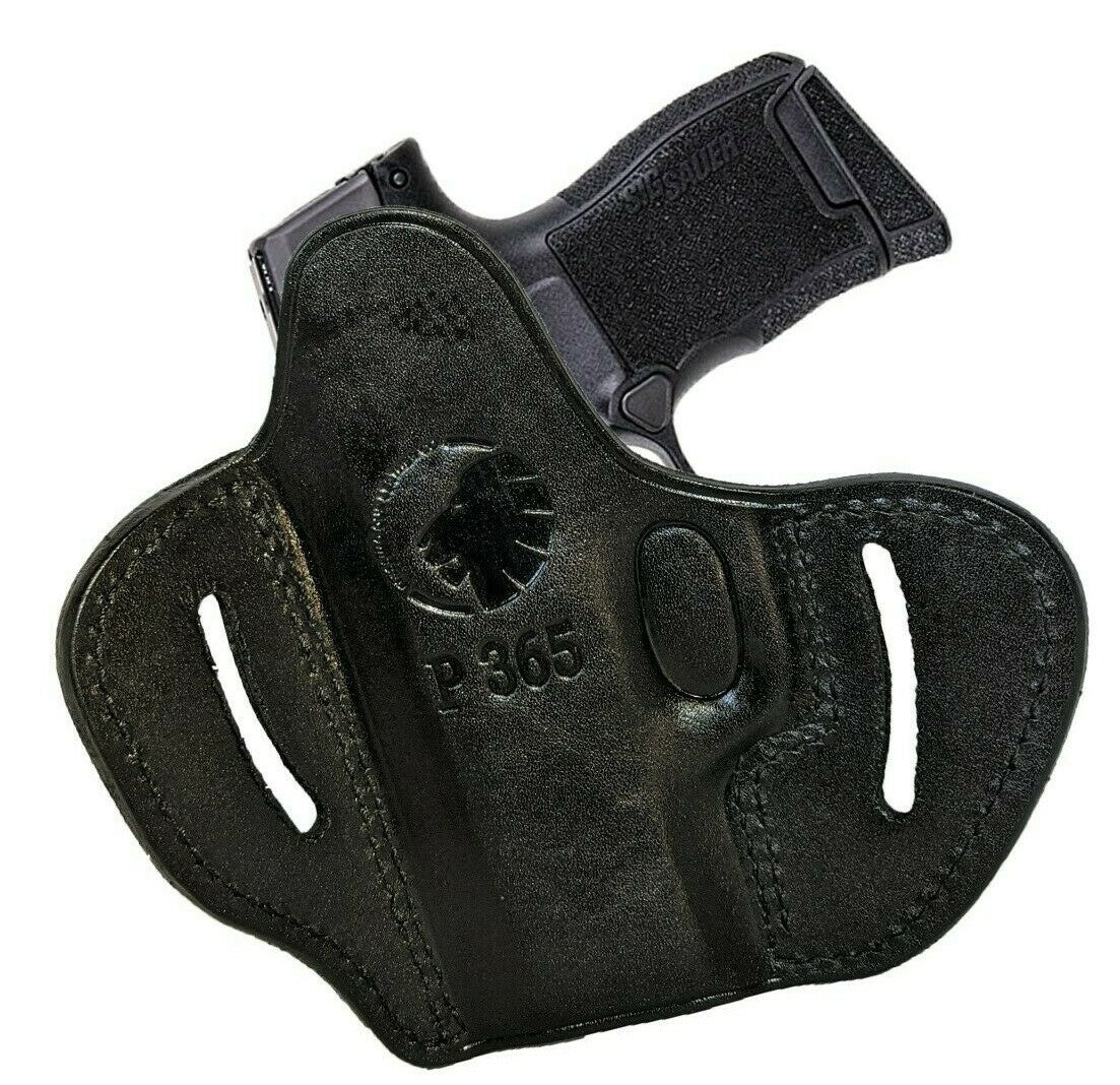 Leather OWB Pancake Gun Holster for Sig Sauer P365 Concealed Carry