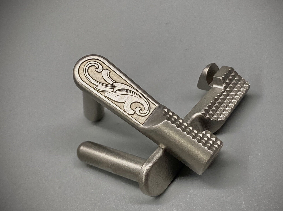 1911 Slide Stop Engraved Stainless Steel for 45ACP Handgun