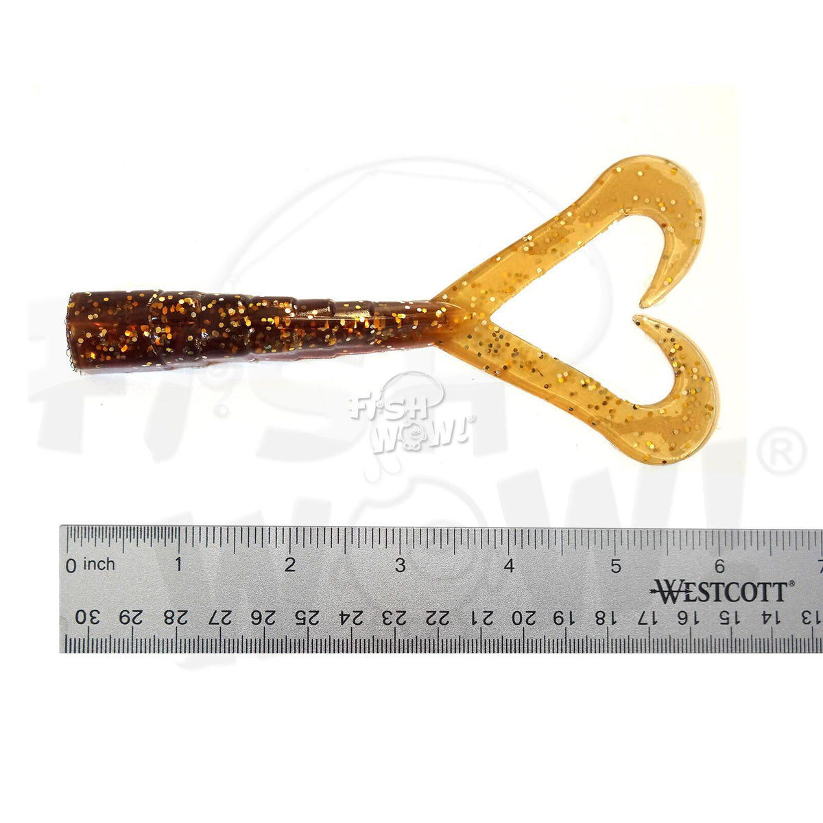 30 Pack 7-Inch Soft Plastic Twin Tail Grub Fishing Lures - Root Beer Color