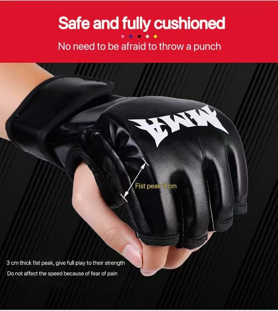 Boxing Gloves MMA Kickboxing Half Finger Training Gloves - High Impact & Ventilated