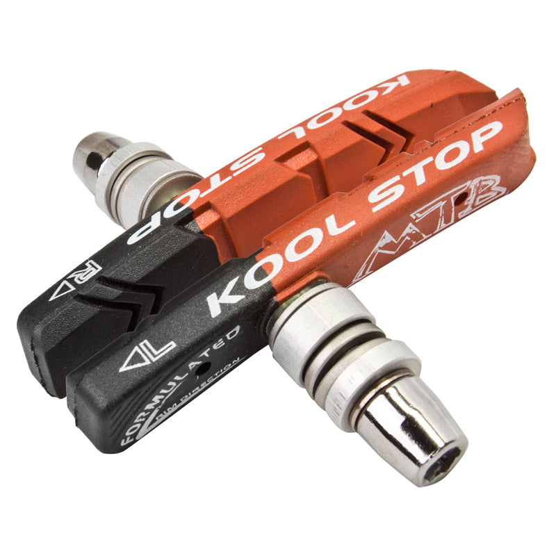 Mountain Bike Brake Pads Dual-Compound with Threaded Posts - Black & Salmon