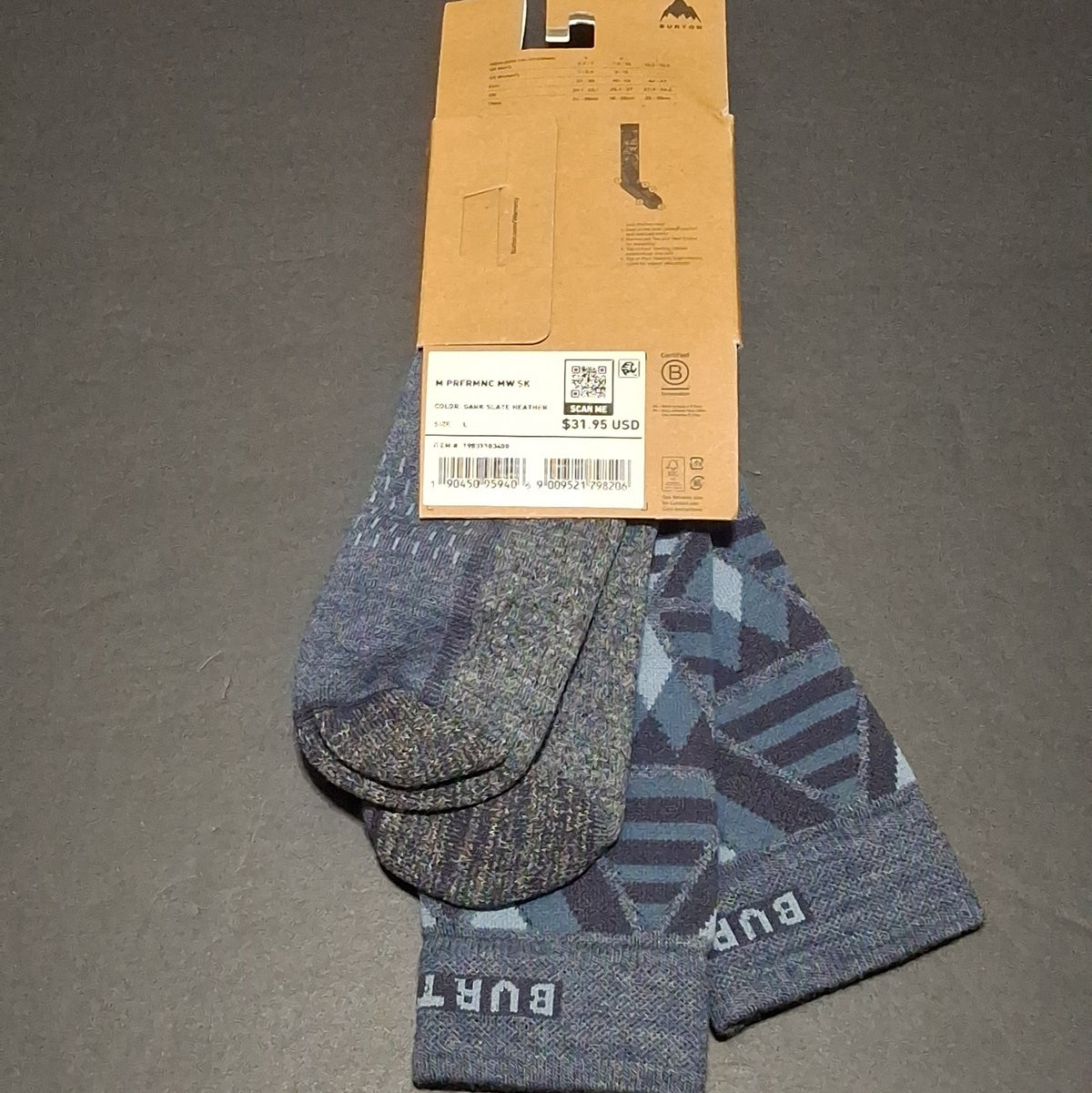 Men's Wool Snowboard Socks L Medium Performance Midweight Thermal Outdoor