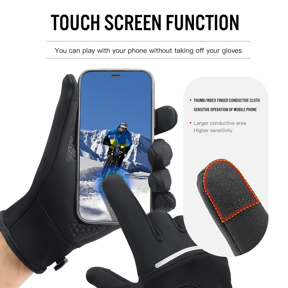 Winter Thermal Touchscreen Gloves with Non-Slip Grip for Running & Driving