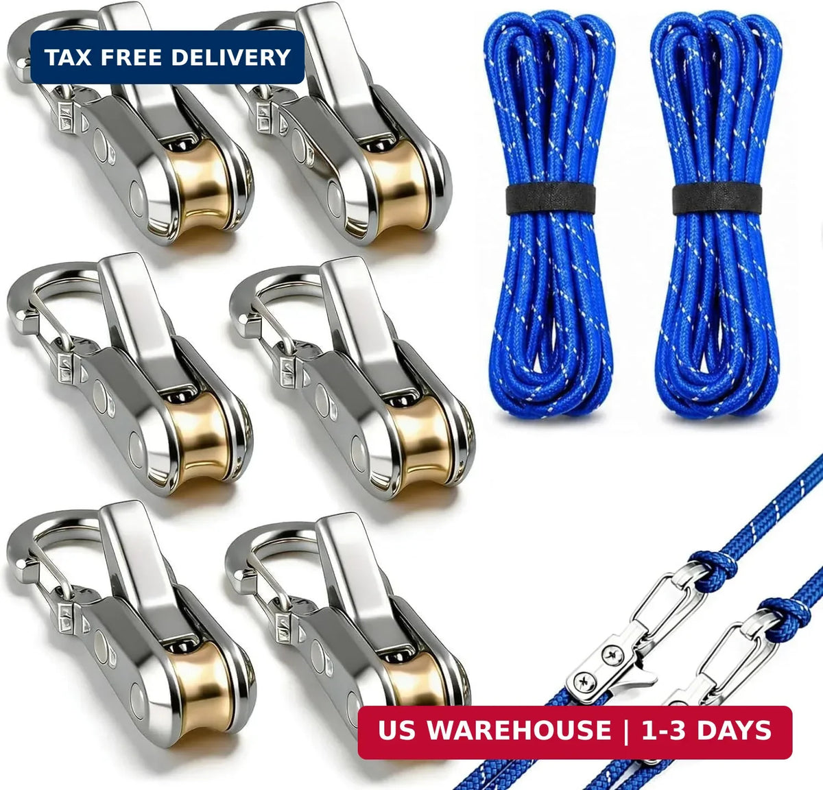 Heavy-Duty Paracord Rope Tensioners with Roller - 6 Pack Camping & Outdoor Gear