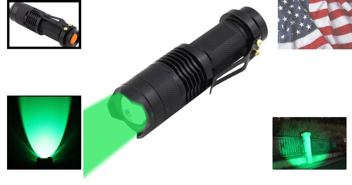 3-Mode Green LED Flashlight for Hunting Night Vision, Compact 200 Lumens