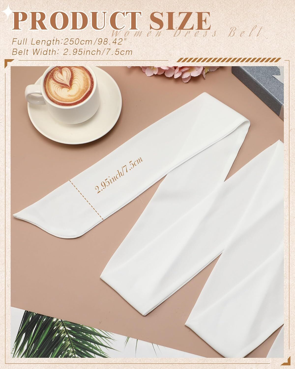 Women Chiffon Bridal Sash Belt Dress Waist Wedding 50s Solid White