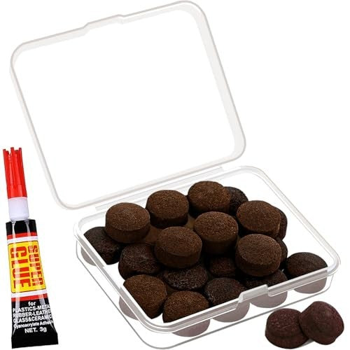Leather Billiard Cue Tips 13mm, 20 Pack – Glue-On Medium Hardness