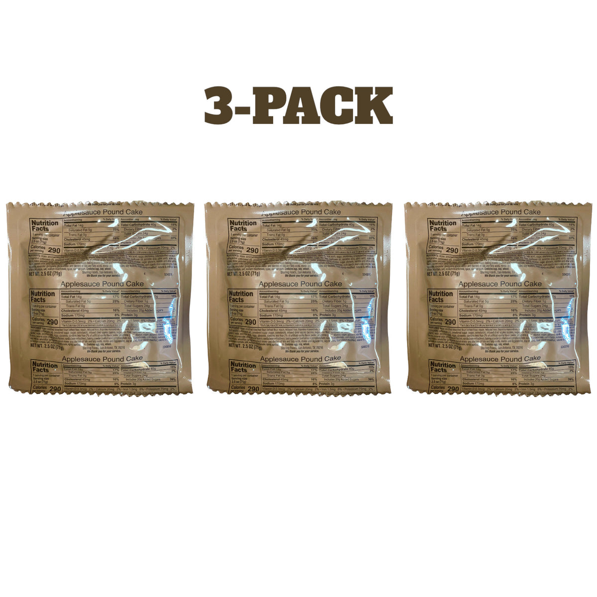 Military-Grade Applesauce Pound Cake Dessert Pack of 3-24
