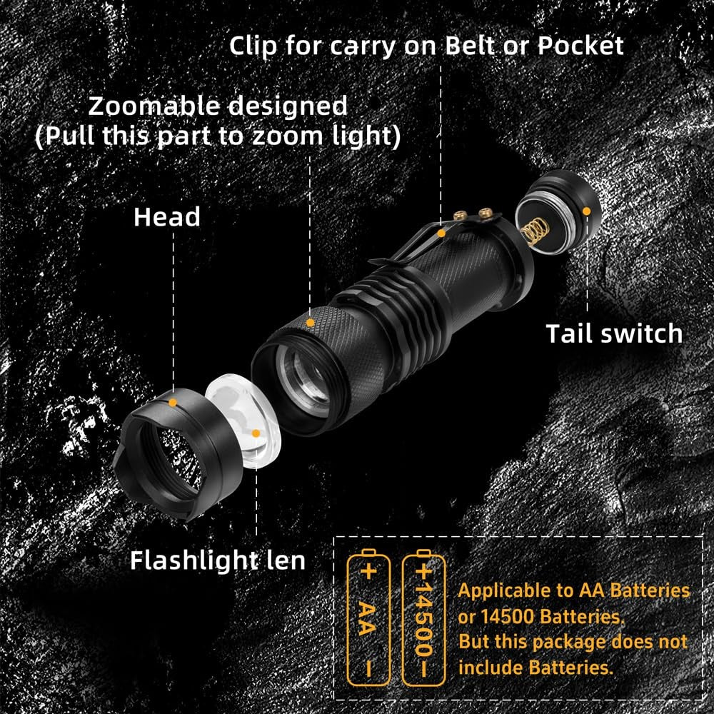 Red LED Flashlight 2 Pack Zoomable Night Light for Camping & Wildlife Observation