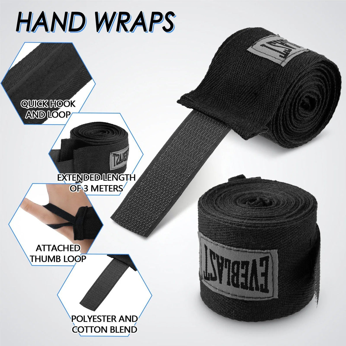 Cotton Elastic Hand Wraps for Boxing Martial Arts Training - Support & Injury Prevention