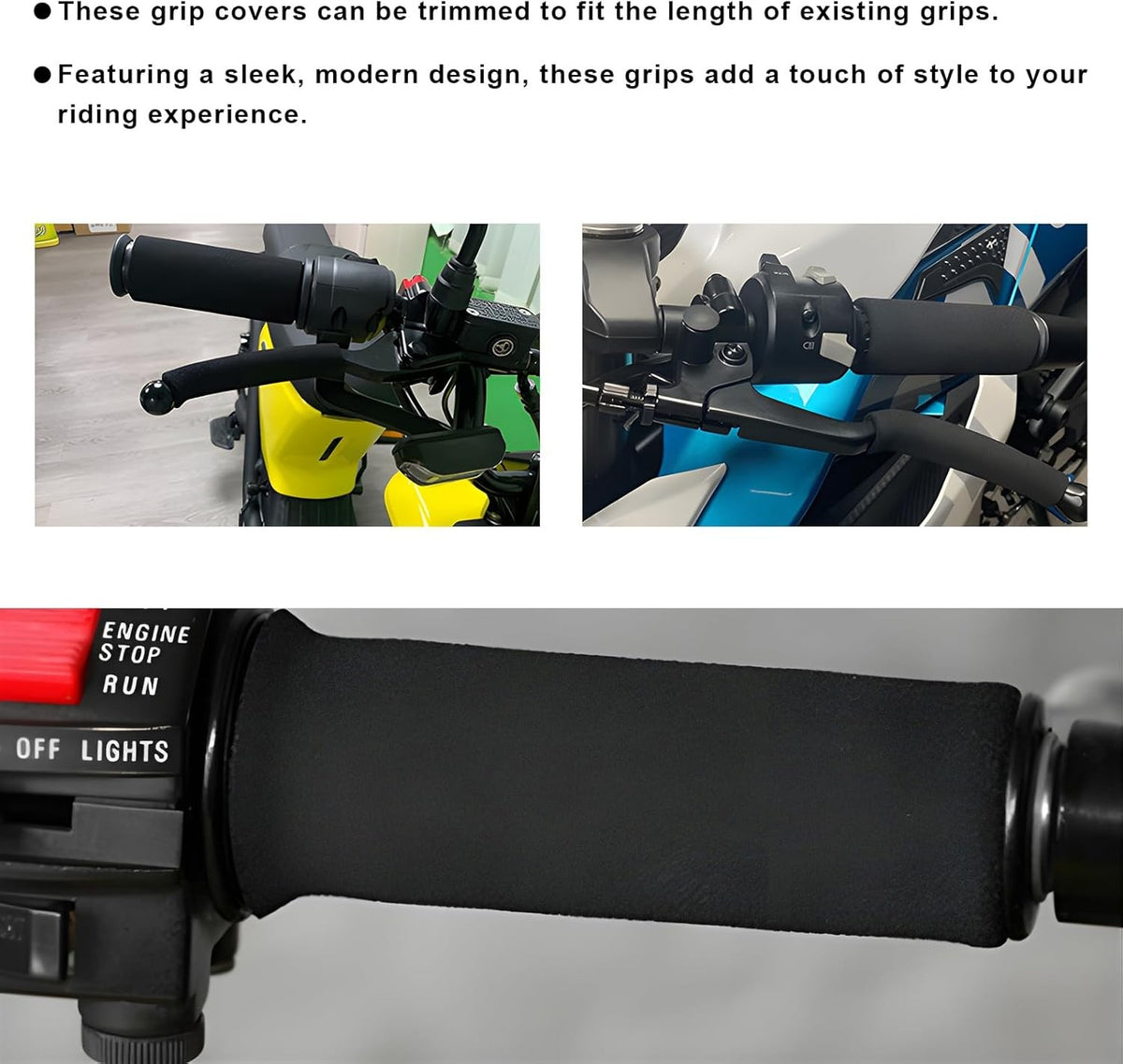 2 PCS Foam Handlebar Grips for Motorcycle Bike Scooter Anti-Slip Comfort