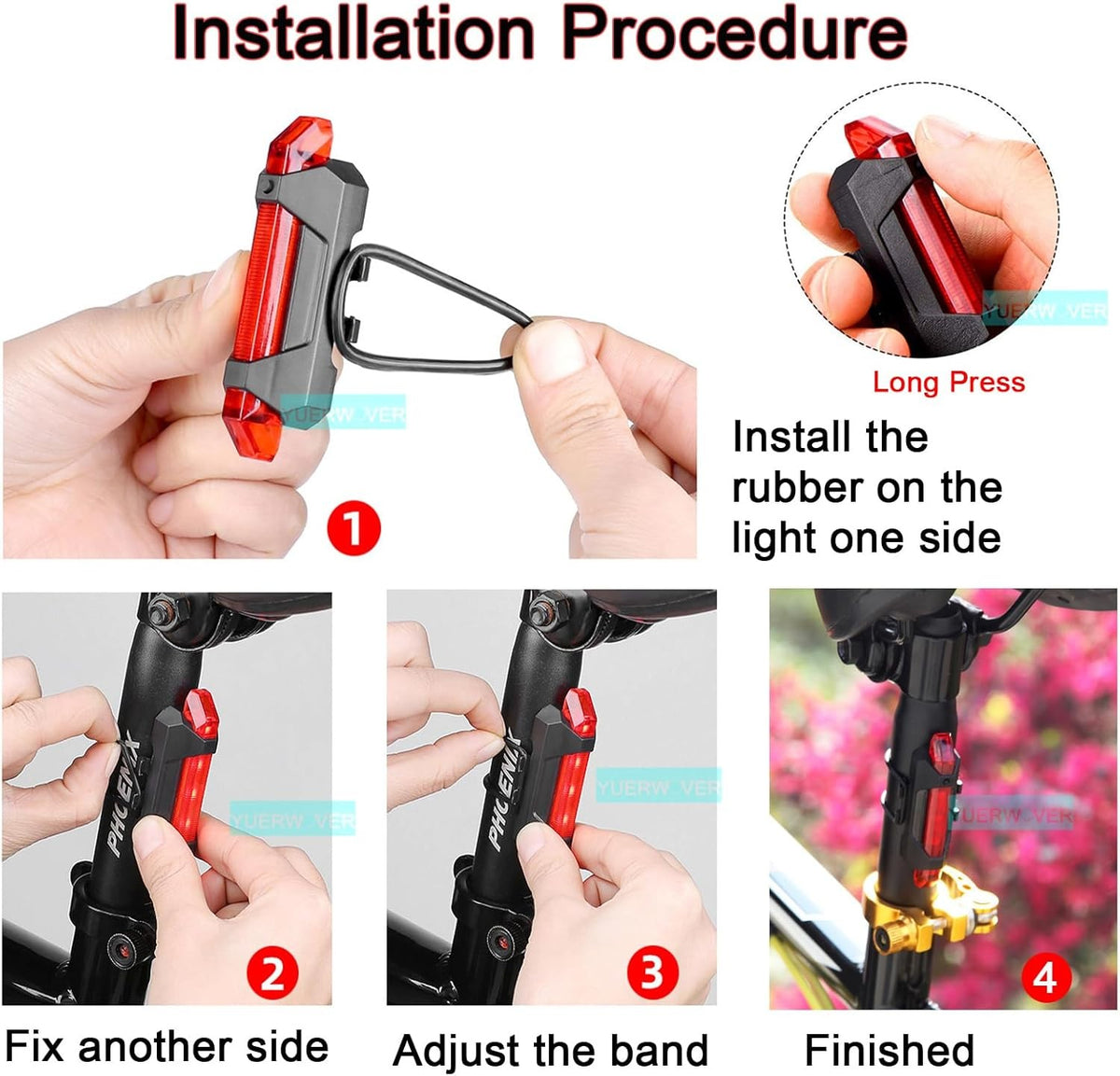 USB Rechargeable Bicycle Headlight and Tail Light Set - Super Bright, Waterproof, 360° Visibility