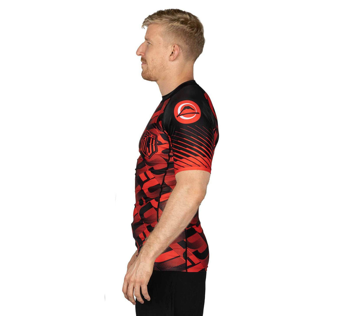 Short Sleeve Rashguard for MMA BJJ Jiu Jitsu Training - Red Black
