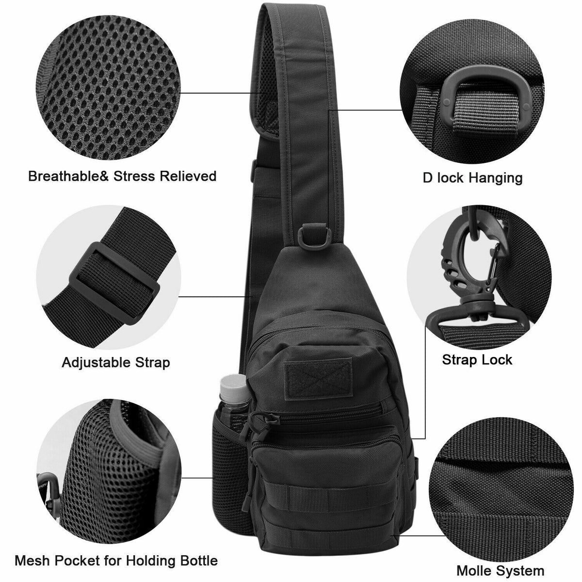 Outdoor Tactical Sling Bag Military MOLLE Crossbody Backpack