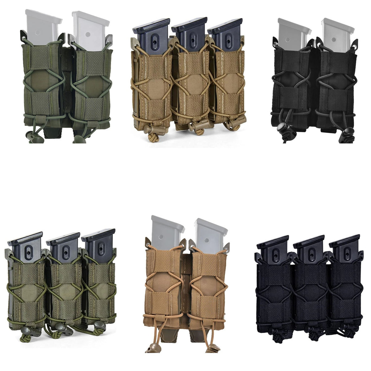 Tactical MOLLE Mag Pouch for 9mm Pistol Magazines - Double & Triple Variants