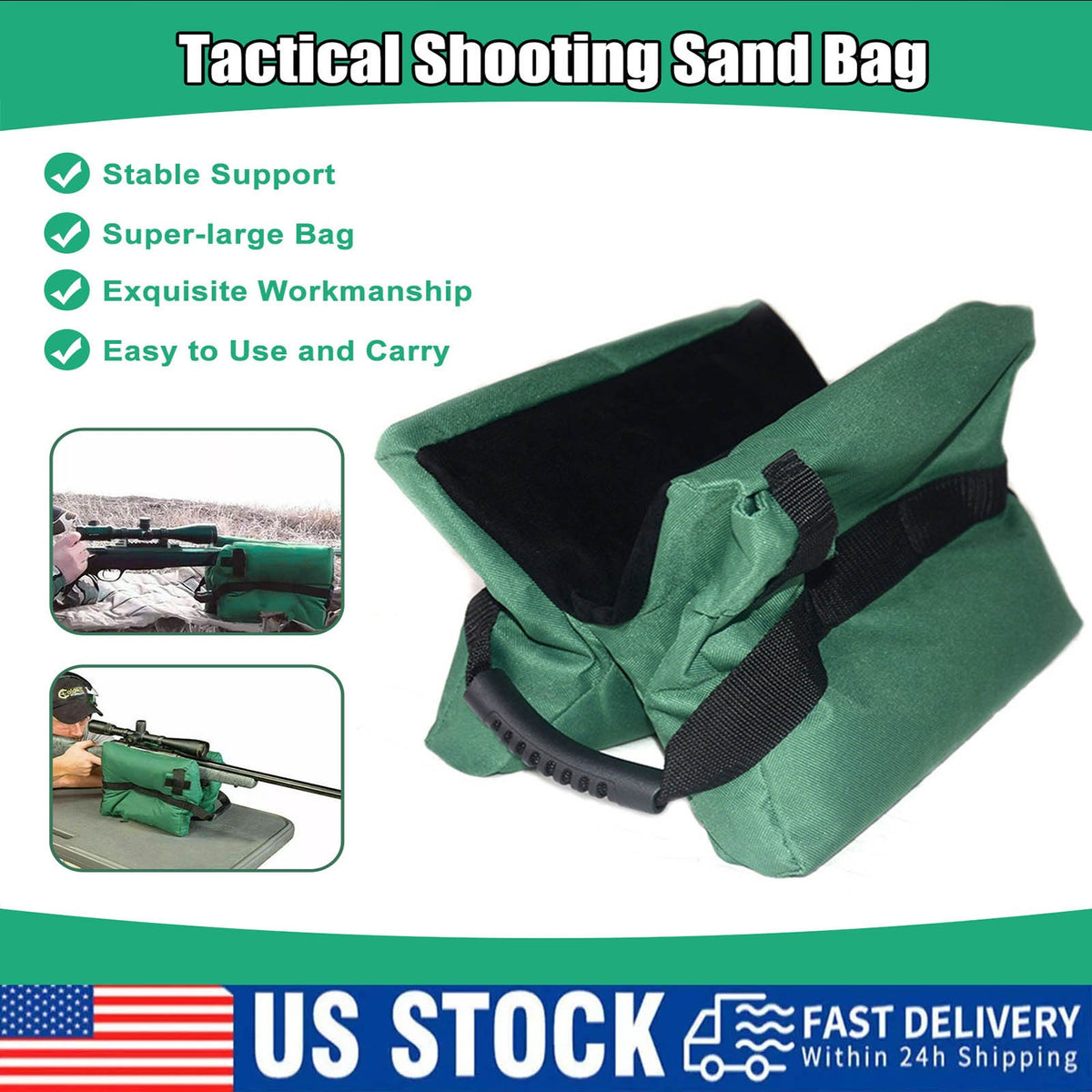 Shooting Range Sand Bag Set Rifle & Shotgun Bench Rest Support